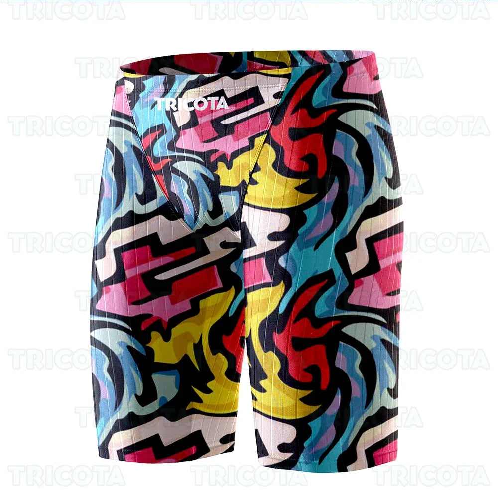 Men Beach Trunks Swimming Jammer Shorts Training Endurance Athletic Jammers Swimwear Swimsuit Uv Quick Dry Tight Surfing Shorts