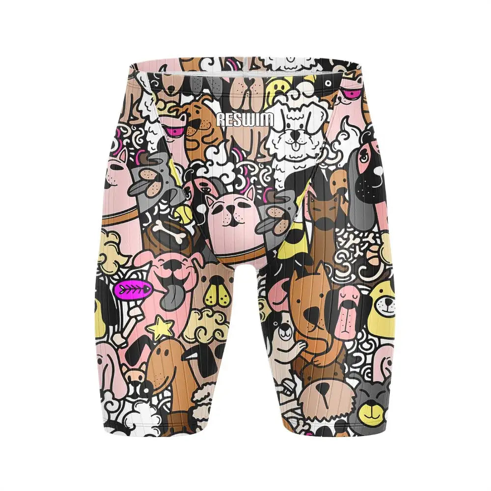 Men's Swim Jammer Swimsuit Swimming Trunks Beach Tights Shorts Athletic Training Swimwear Pool Suit Running Surfing Pants