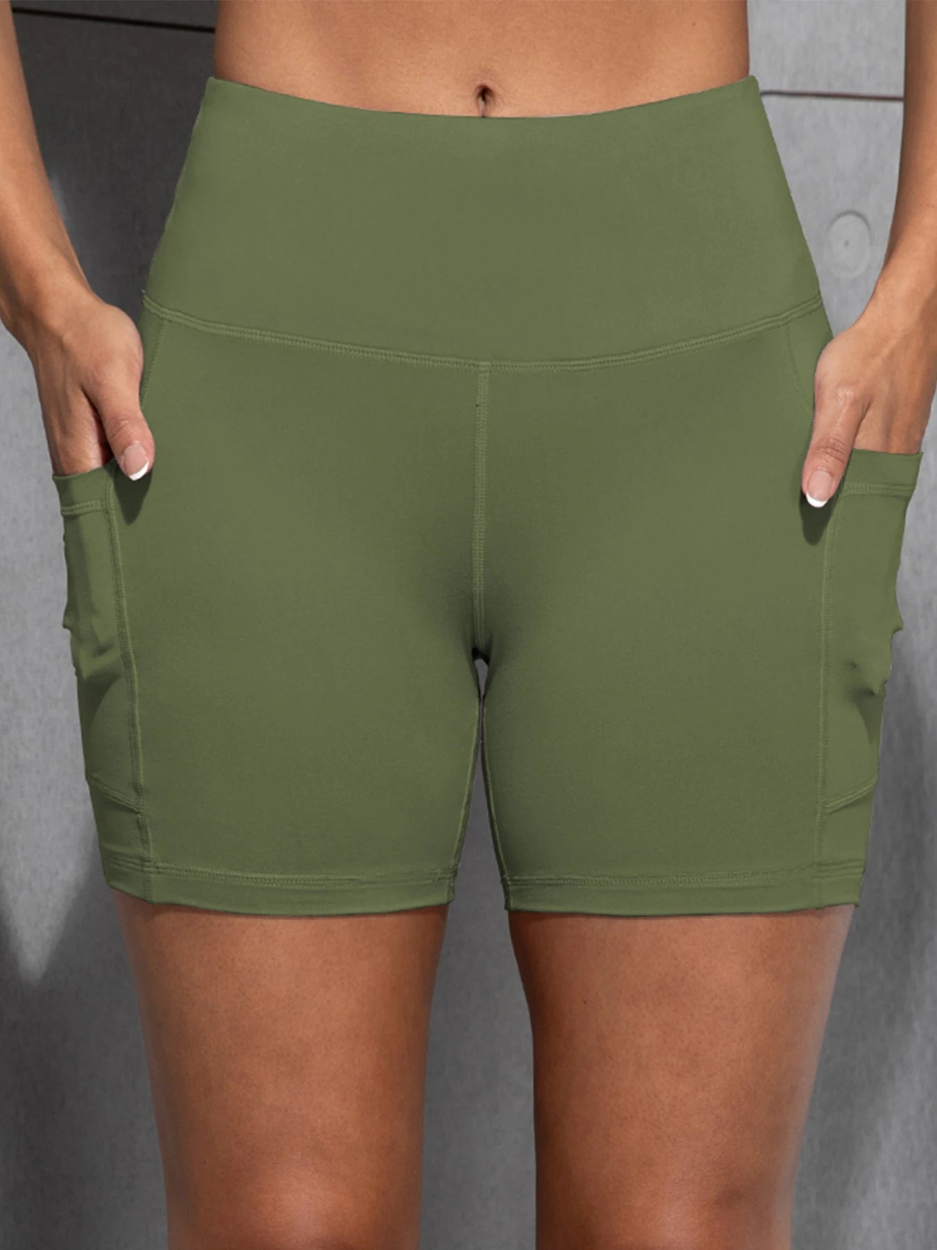 Yoga Shorts with Pockets High Waist Butt Lifting Cycling Tight Elastic Slim Running Fitness Women Shorts Sportswear