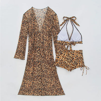 Leopard Bikinis Female Swimsuits Women Three-Piece Swimwear Beach Swim Wear Bathing Suits Brazilian Bikini Set Pool Bather