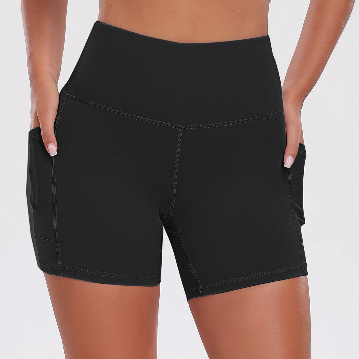 Women Shorts with Pockets Tummy Control Butt Lifting Cycling Tights Stretchy Slim Gym Sports Shorts Summer Casual Wear