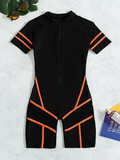 Solid Short Sleeve Swimwear Women Hollow Mesh Push Up One Piece Swimsuit Monokini Summer Beach Bathing Suit