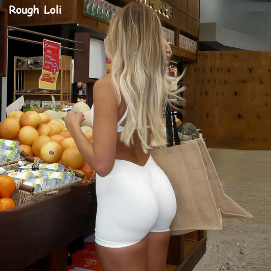 V Back Scrunch Shorts Women Mid-High Waist Band Seamless Yoga Shorts 4.5'' Workout Gym Booty Short 4 Way Stretch Sports Short