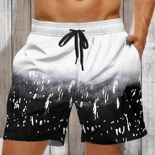 Gradient Colorful Graphic Swim Trunks For Men Geometry 3D Print Beach Shorts Summer Casual Quick Dry Sport Loose Surf Short Pant