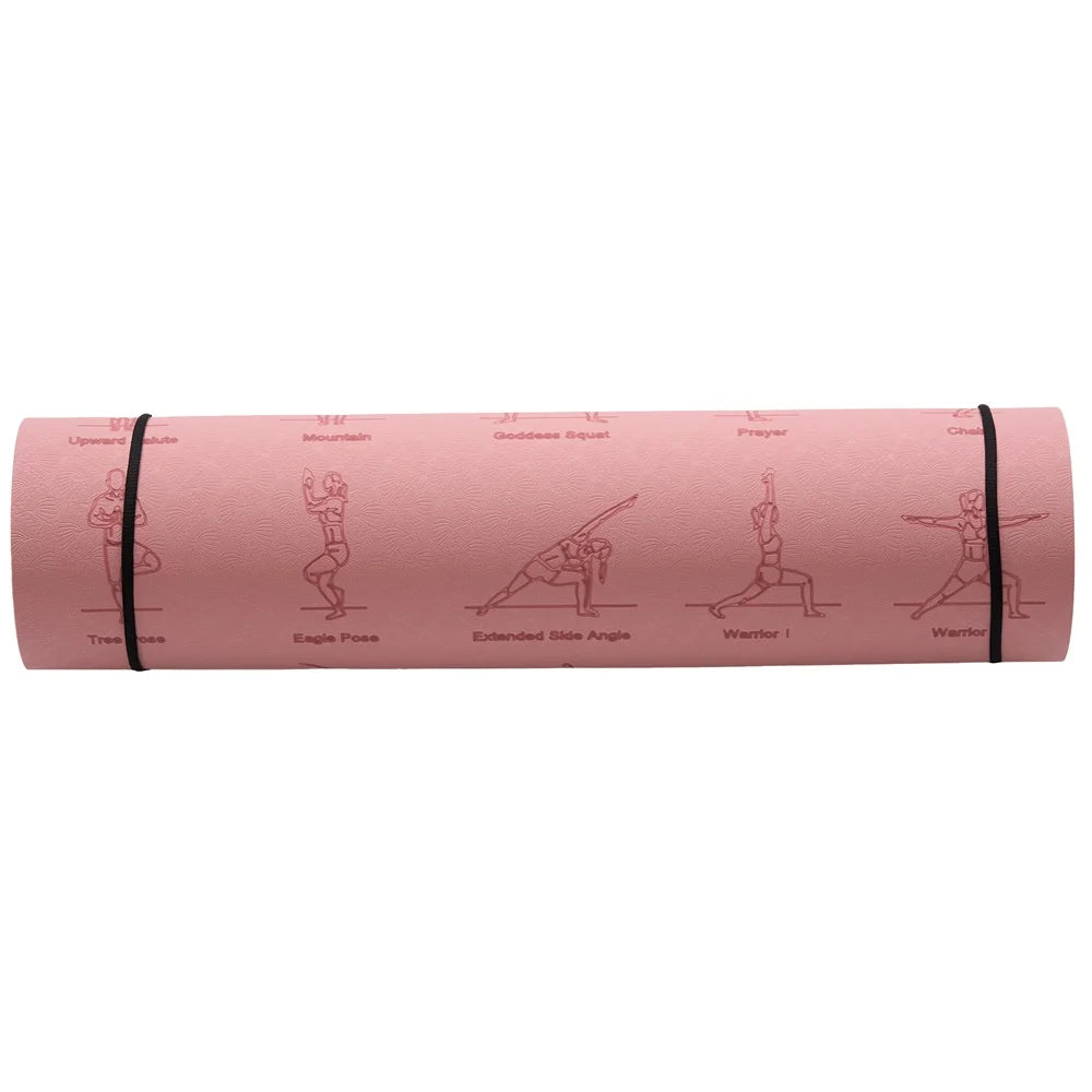 Yoga Mat Exercise Mats 6mm TPE Non-Slip Extra Thick High-Density Eco Friendly for Yoga Workout Pilates Yoga Mats for Women Men