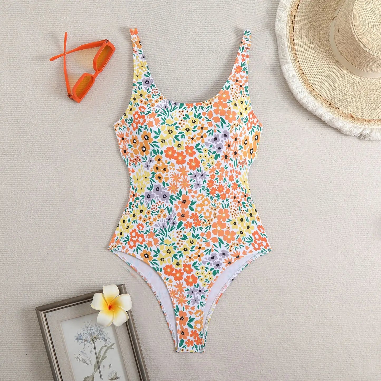 Swimwear Women One-Piece Swimsuit Woman Bodysuit Floral Print Swimming Suit Beach Wear Bathing Suit Monokini