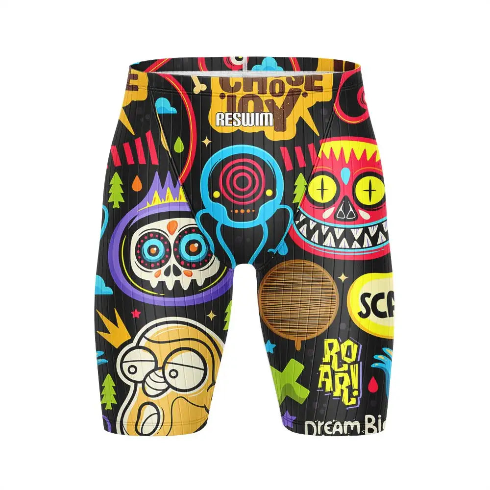 Men's Swim Jammer Swimsuit Swimming Trunks Beach Tights Shorts Athletic Training Swimwear Pool Suit Running Surfing Pants