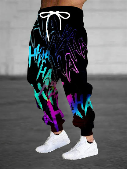 Men's Pants Stylish Abstract Print Outdoor Running Fitness Pants Relaxed Fit Comfortable Drawstring Sweatpants