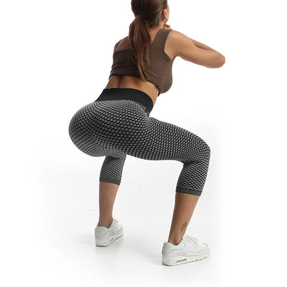YSDNCHI Push Up Leggings Breathable Workout Capris Sport Leggins Seamless High Waist Mid-Calf Women Gym Fitness Yoga Clothing