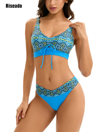 Women's Cheeky Bikini Set 2 Piece  High Cut Swimsuits Lace Up Bathing Suits Bathers