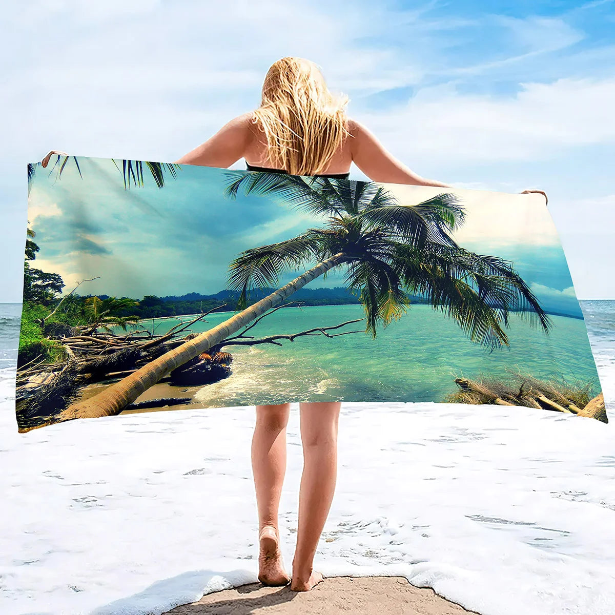 Extra Large Coconut Tree Beach Towel Sand Free Extra Large Cool Beach Towel for Women, Quick Dry Highly Absorbent Beach Towel