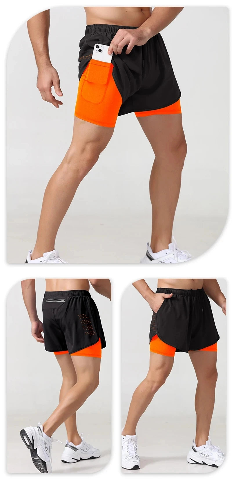 Running Shorts Sportswear 2 in 1 Training Short Pant Summer Double-deck Beach Homme Jogging Clothing Gym Sport Shorts Men