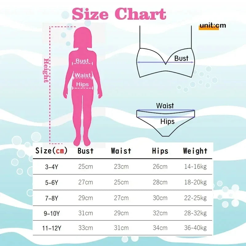 2-10Years New Fashion Kids Fish Scale Bikini Set Lovely Two Pieces Child Swimwear Cute Girl Flouncing Swimsuit Summer Beachwear