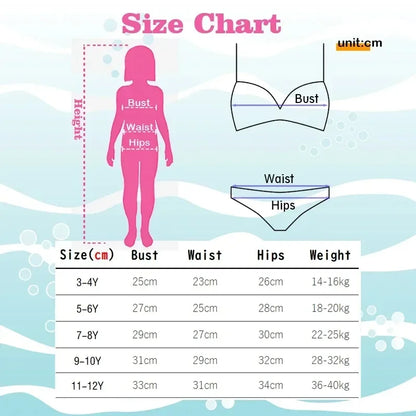 2-10Years New Fashion Kids Fish Scale Bikini Set Lovely Two Pieces Child Swimwear Cute Girl Flouncing Swimsuit Summer Beachwear