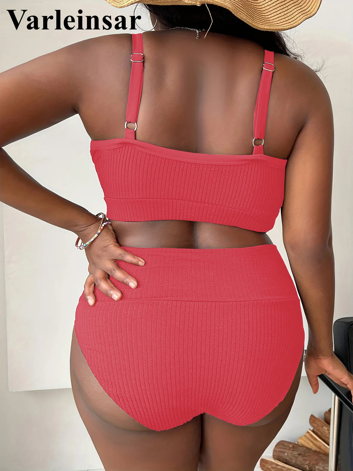 0XL - 4XL Ribbed Bikini Large Size Swimwear Plus Size Women Swimsuit Female Two-pieces Bikini set Bather Bathing Suit Swim