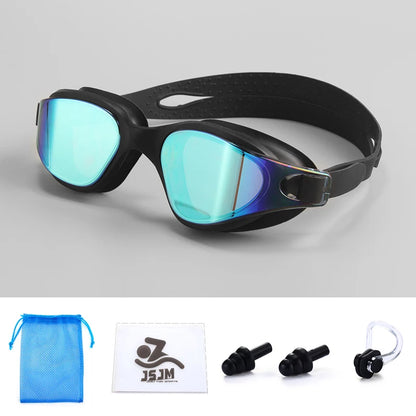 JSJM Swimming Goggles HD Anti-Fog Professional Swimming Glasses Silicone Anti-UV Adjustable Swimming Goggles Adults Unisex