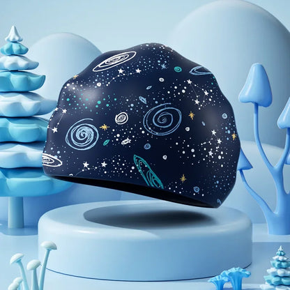 Printed Swim Caps for Kids Large Size Comfortable Silicone Swimming Caps Boys Ear Protection Swim Cap Swimming Pool Accessories
