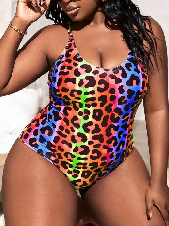 Plus Size Swimwear for Woman Swimsuit One Piece Colour Leopard Print Large Monokini Bathers Bathing Suit 5XL