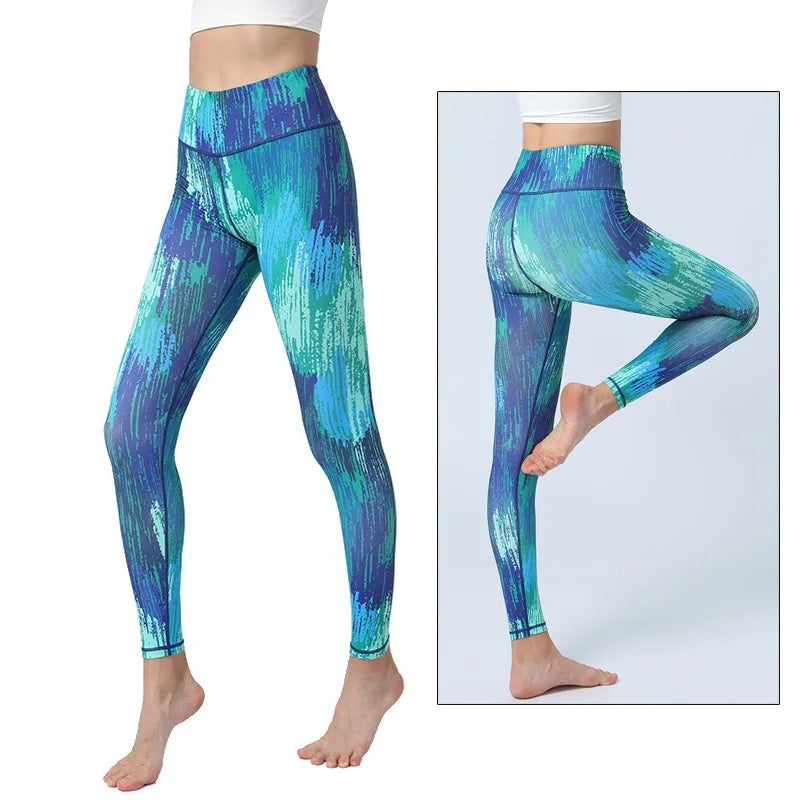 Cloud Hide Yoga Pants Sports Leggings Women High Waist Trainer Long Tights Flower Push Up Running Trouser Workout S- XL