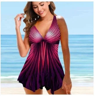 Summer Women's Fashion Vacation Comfortable High Quality Wave Print Tank Top Shorts Beach Two Piece Set S-6XL