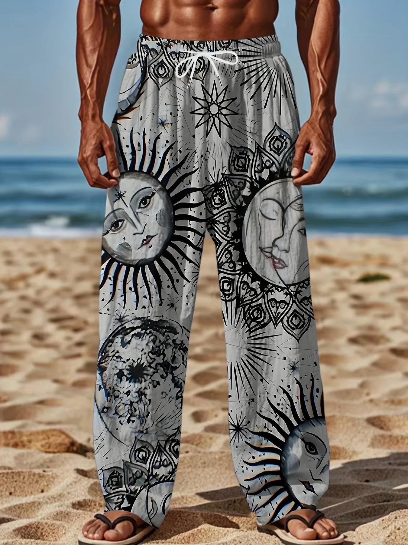 Men's Pants Casual Slim Loose Lightweight Pants Stretch Drawstring Beach Travel Essential Pants