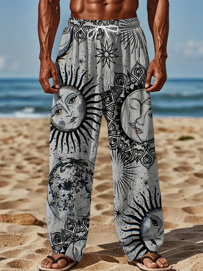 Men's Pants Casual Slim Loose Lightweight Pants Stretch Drawstring Beach Travel Essential Pants