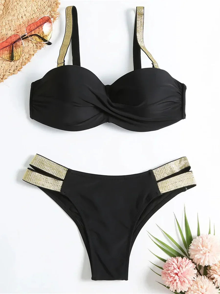 Underwired Push Up Bikini Women Swimsuit Female Swimwear Two-pieces Bikini set With Bra Cup Bather Bathing Suit Swim Beachwear