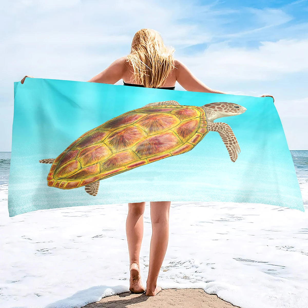 Adults Oversized Beach Towels Sand Free Sea Turtle Beach Towels Quick Dry Large Bath Towels Microfiber Lightweight Travel Towel