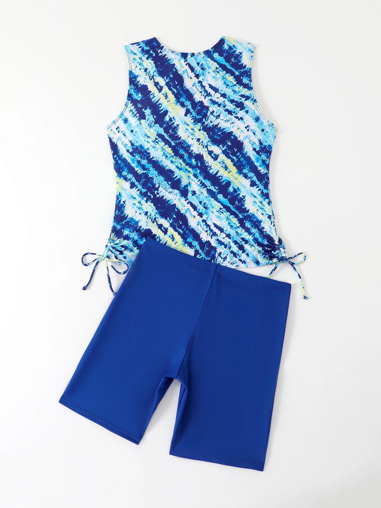 Striped Tankini Two Pieces Swimsuit Women Drawstring Swimwear Female Bathers Bathing Swimming Swim Suit Summer Beachwear