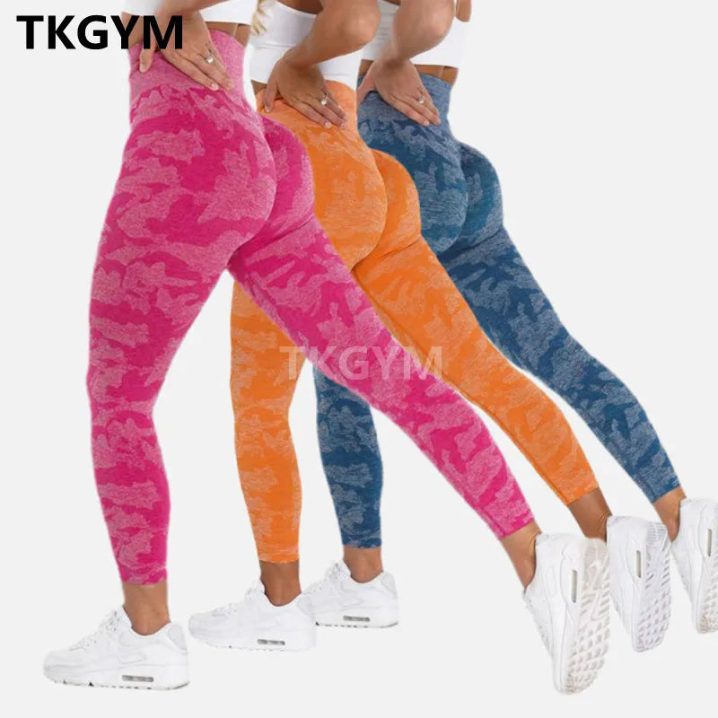Seamless Workout Gym Leggings Women Camouflage Yoga Pant High Waist Scrunch Butt Fitness Tights 10 Colors XS Sportswear