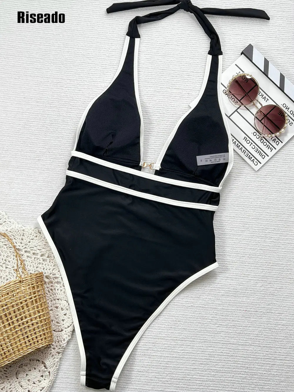 Bathing Suit for Women One Piece Swimsuit Adjustable Halter V Neck Swimwear for Woman
