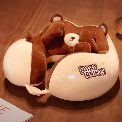 Travel Neck Pillow Cartoon Travel Neck Cushion U-Shaped Travel Pillow Portable Airplanes Pillow for Kids Gift