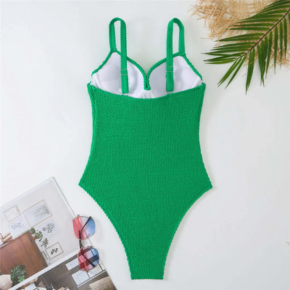 S - XL Ribbed Push Up Swimsuit Female Swimwear Women One Piece With Bra Cup Bather Bathing Suit Swim