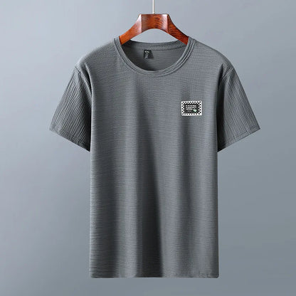 9XL 10XL Corn grid summer short-sleeved t-shirt trousers tide ice silk quick-drying plus size loose two-piece set 160KG