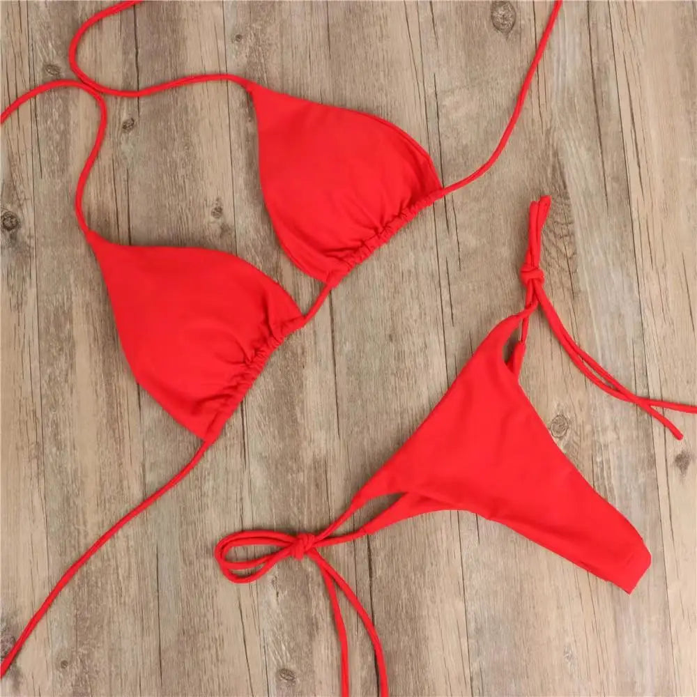 Summer Swimsuit Women Bikini Set Push-up Padded Bra Thong Two Pieces Swimwear Beachwear Bathing Suit female swimsuits