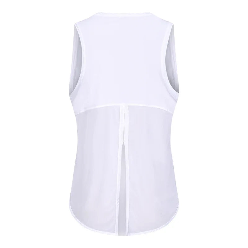 Women Summer  Open-Back Yoga Vest for  Loose-Fit and Moisture-Wicking Sleeveless   Running Fitness Shirt