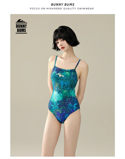 one-piece swimsuit women professional sports racing swimming pool hot spring quick-drying anti-chlorine swimsuit