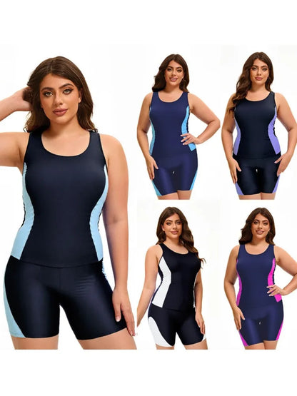 Plus Size  Swimsuit Women's Push Up Large Size Swimsuit Big Size Tummy Control Swimwear Boy Leg