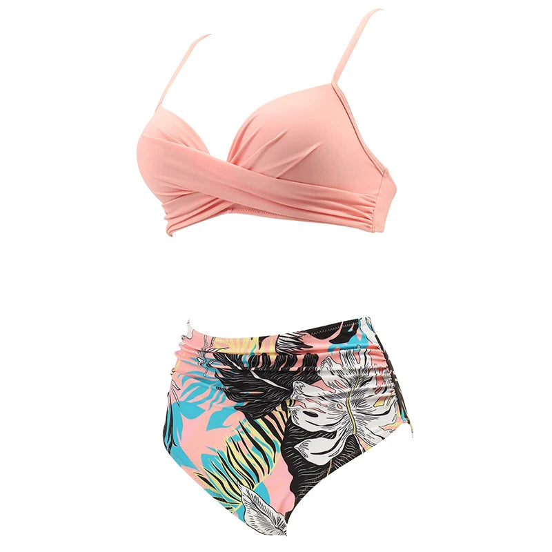 Two Pieces Swimsuits Women Bikini Set Beachwear Push Up Solid Summer Bathing Suit Triangle Bikini Swimwear Low Waist