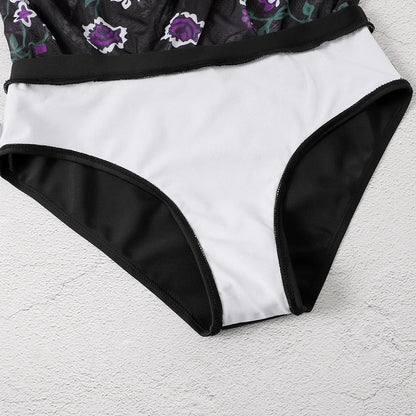 Floral Printed Two Pieces Swimsuit Women  Halter Swimwear Skirt Female Bathers Bathing Swimming Suit Beachwear Summer