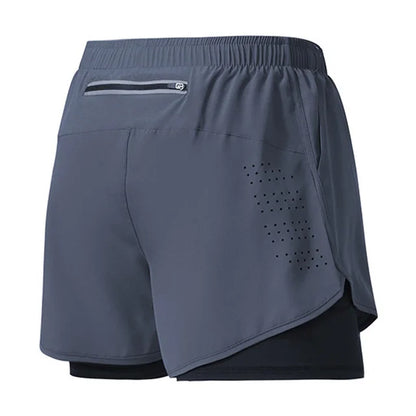 Men's Running Shorts Quick-drying Fitness Black Double Layer Shorts Men Sport Workout Training Bodybuilding Short Pants