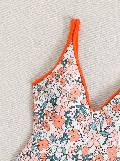 Floral Print One Piece Swimsuit Women Fashion Conservative Swimwear Female Bathing Swimming Bodysuit Beach Wear Summer