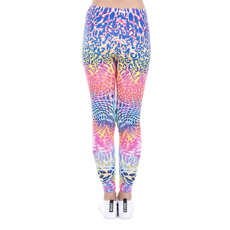 DeanFire Women's 80s Leggings Artistic Splash Printed Buttery Soft Stretchy Pants Leggings Elastic Waist Regular Trousers