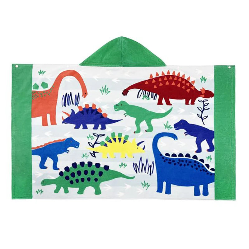 Cartoon Child Kid Hooded Cloak Infant Bathrobe Baby Bath Towel Robe Cotton Boy Girl Beach Robe Dinosaur Cape Newborn Wrap Blanket