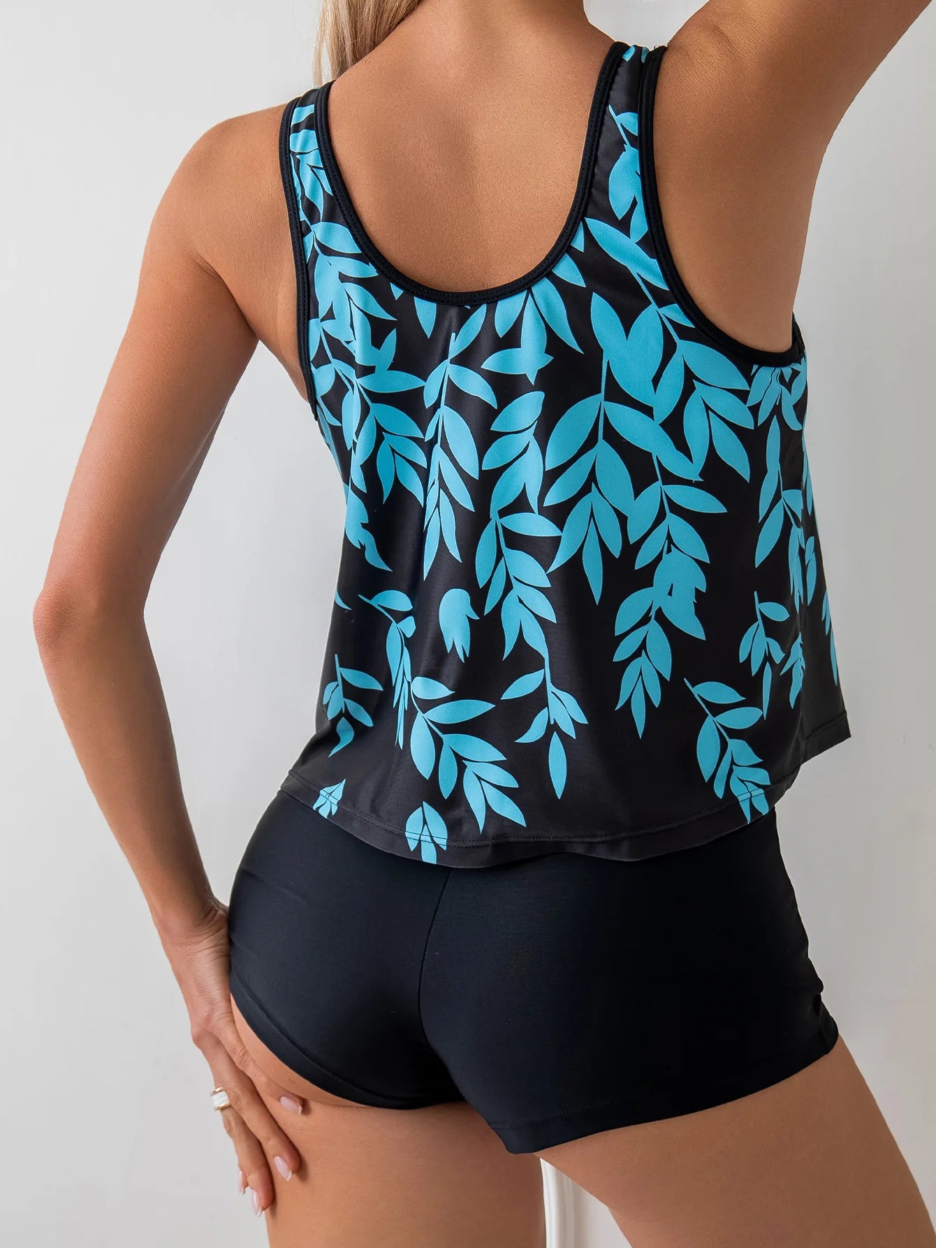 Leaf Print Swimsuits Tankini Set Female Two-piece Swimwear Beach Swim Wear Bathing Suits Pool Women's Swimming Suit