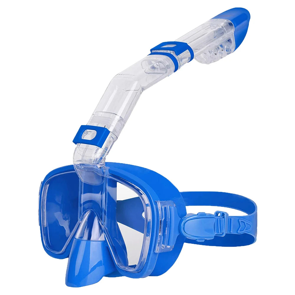 Diving Mask Foldable Anti-Fog Snorkel Mask Set with Full Dry Top System for Free Swim Professional Snorkeling Gear Adults Kids