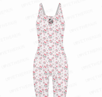 Girls Love The Pain Interesting Print Swimwear Competitive Swimming One Piece Swimsuit Knee Length Bathing Suit Beach Wear