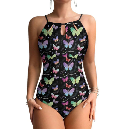 Butterfly Swimsuit Colorful Animal Women Swimwear One-Piece Stylish Swimsuits Holiday Pool Push Up Cut Out Beach Outfits