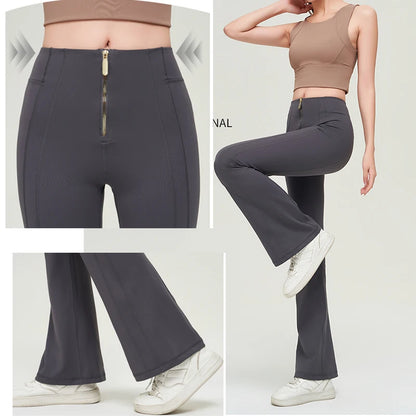 Bell Bottoms Yoga Pants Front Zip Bootcut Yoga Leggings Gym Pant Butt Lifting Yoga Legging Flare Leggings Zipper