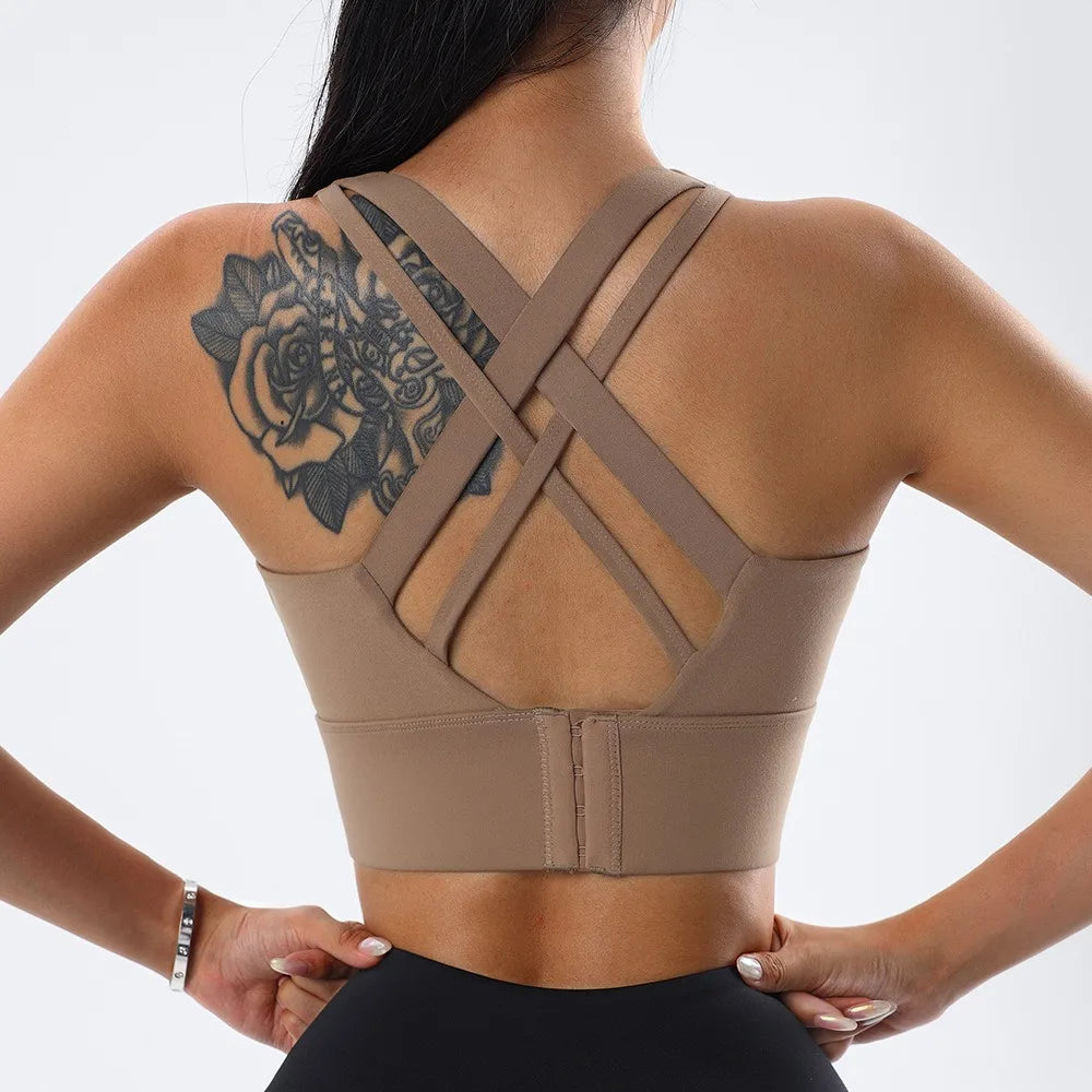Sports Bra High Impact Sports Bras Criss Cross Back Full Support for Large Bust No Bounce Yoga Bra Bounce Control Crop